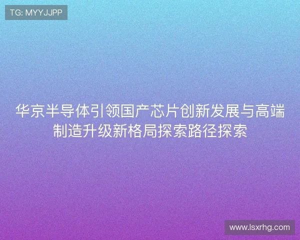 华京半导体引领国产芯片创新发展与高端制造升级新格局探索路径探索